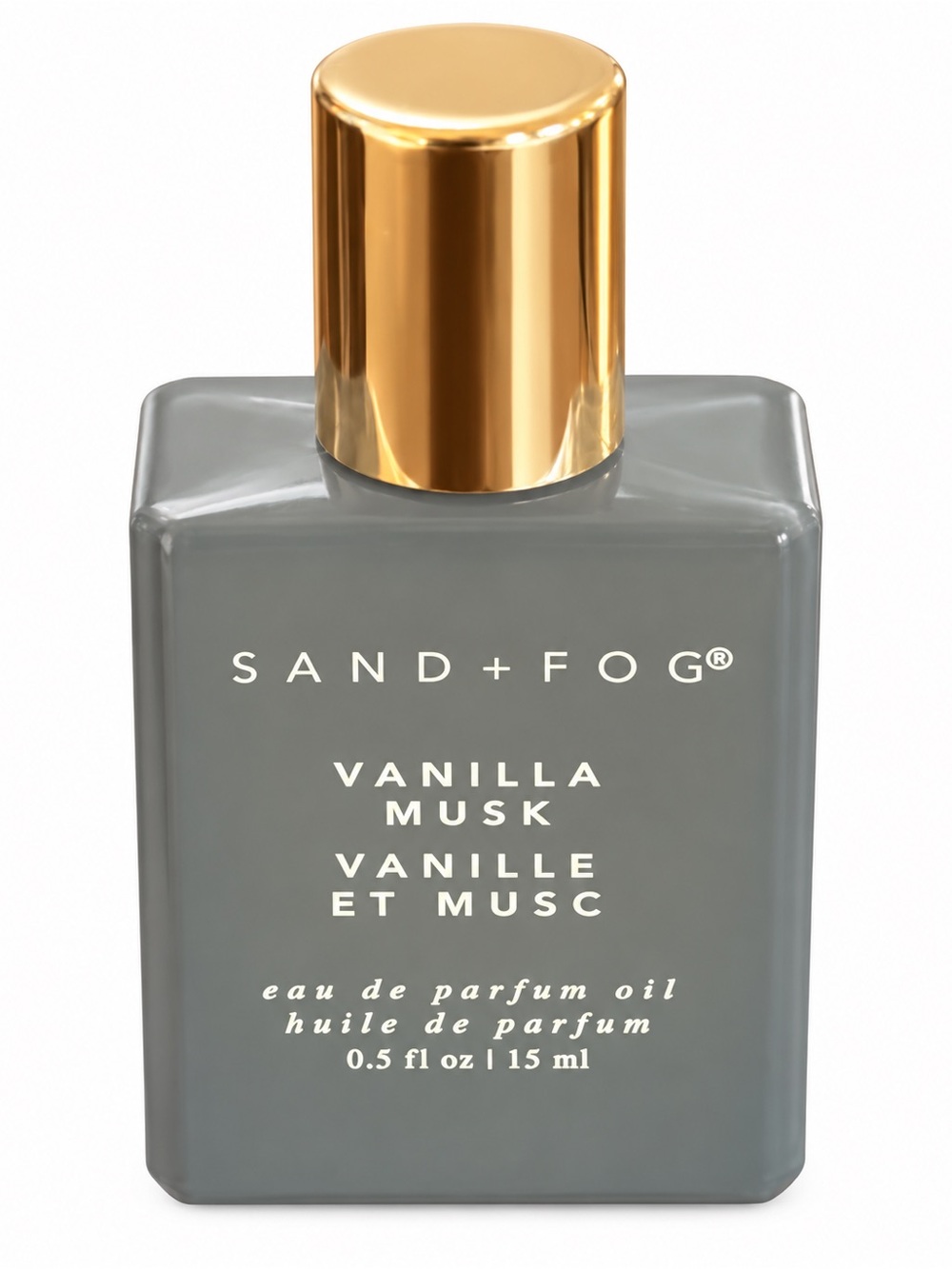 SAND+FOG Vanilla Musk Eau de Parfum Oil — Gray & Gold Bottle